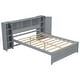 preview thumbnail 12 of 28, Full Size Platform Bed with Storage Headboard, 3 Shelves, 2 Side Lockers, Solid Pine Wood Frame, No Box Spring Required, Grey