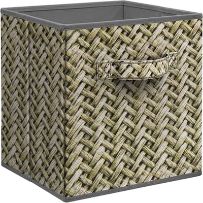 Sorbus Foldable Storage Cube Basket Bin (4 Pack, Woven Print - Gray)