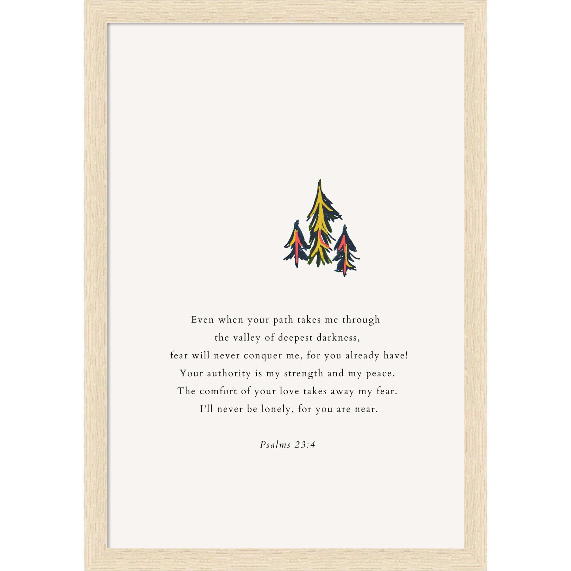 Psalm 23 4 Scripture by ART of living Framed Mounted Canvas Wall Art Print