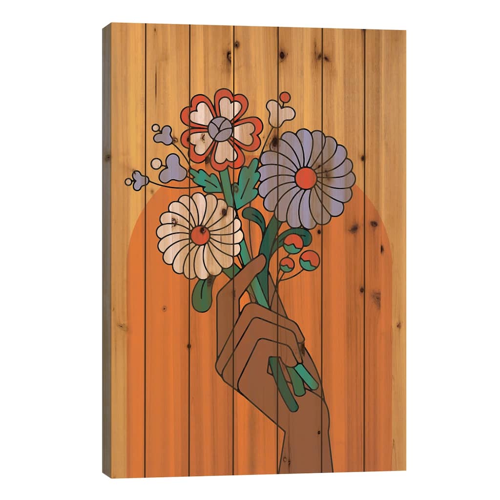 Flower Handful Print On Wood by Exquisite Paradox - Multi-Color