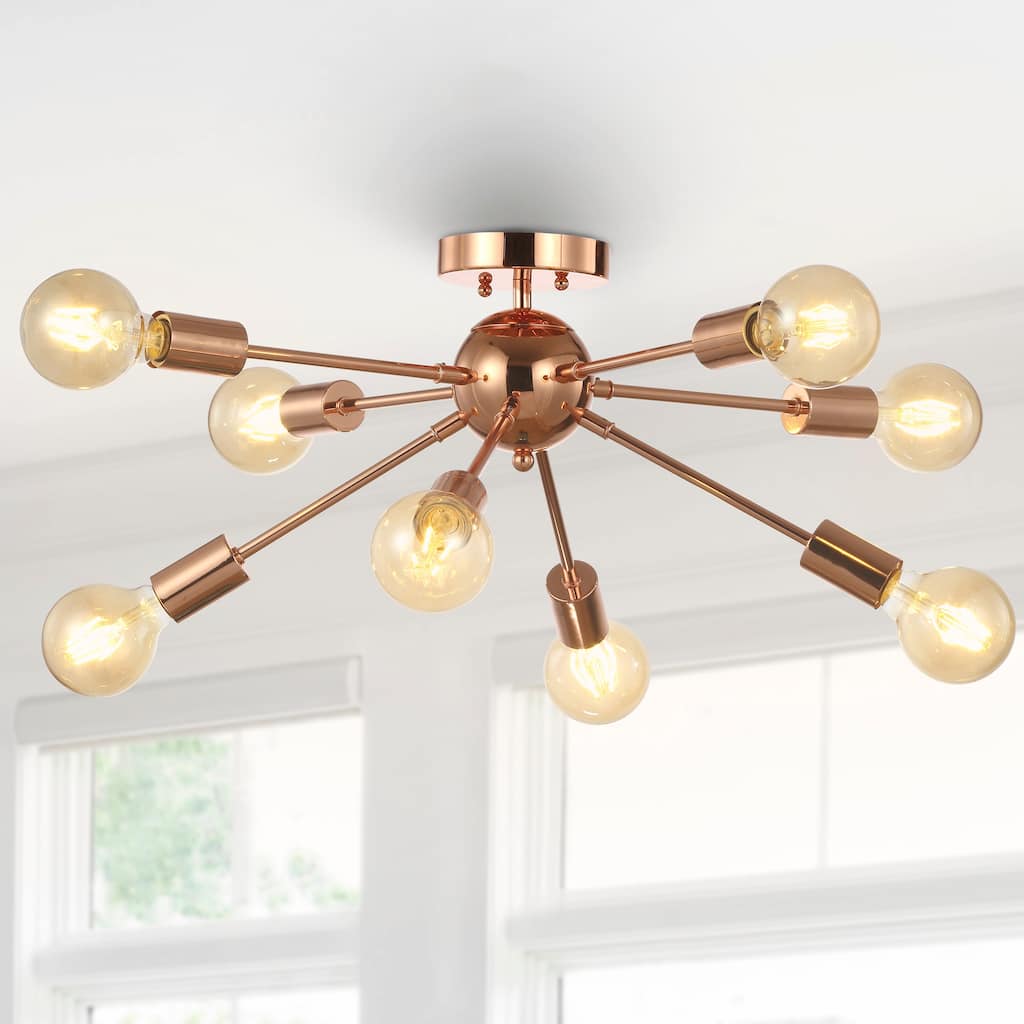 Copper 30.5" 8-Light Sputnik Metal LED Flush-Mount by JONATHAN Y