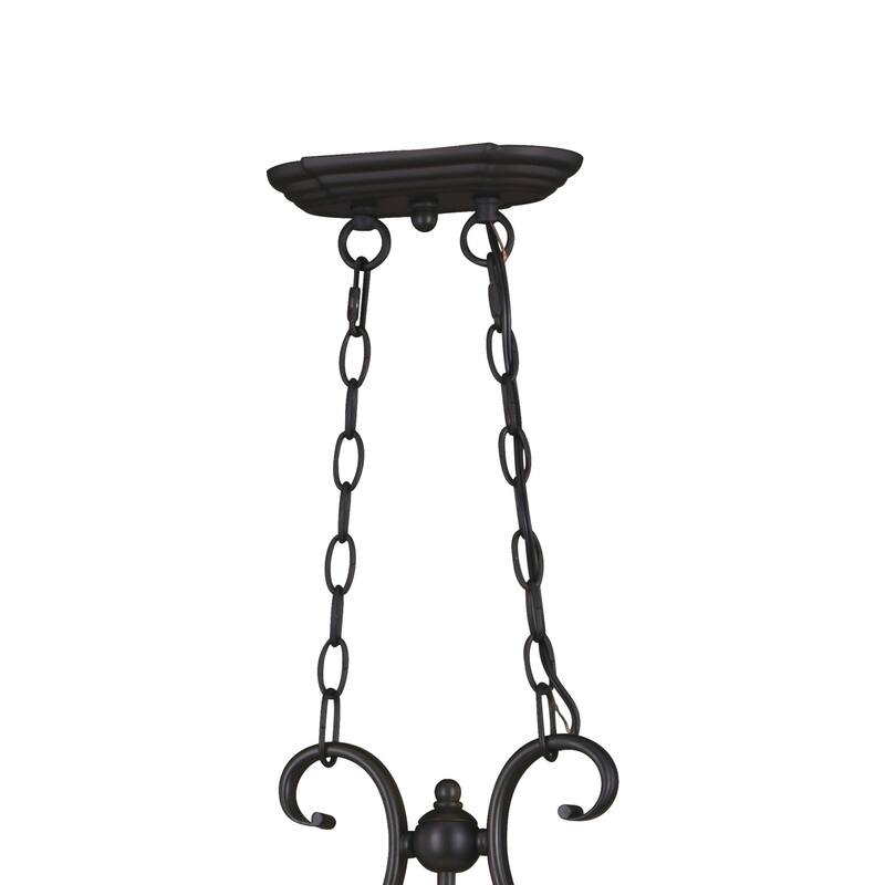 3-Light Linear Chandelier - Oil Rubbed Bronze Island Pendant Light with Glass Shade - 20.25