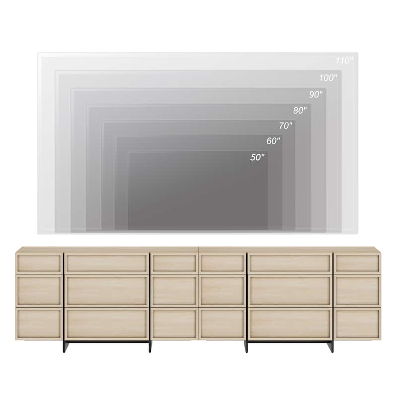 WAMPAT Modern Sideboard Buffet Cabinet with 9 Drawers, Multifunctional Sideboard with Large Storage and T-Shaped Legs