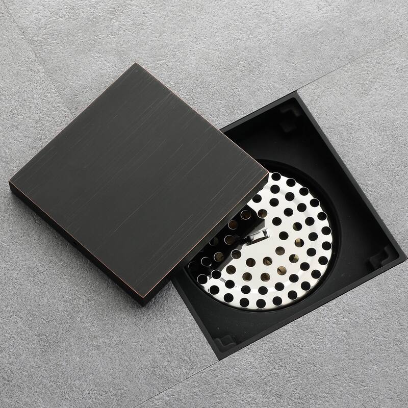 oil rubbered bronze 4 inch brass material shower drain with ABS base - 4 x 4