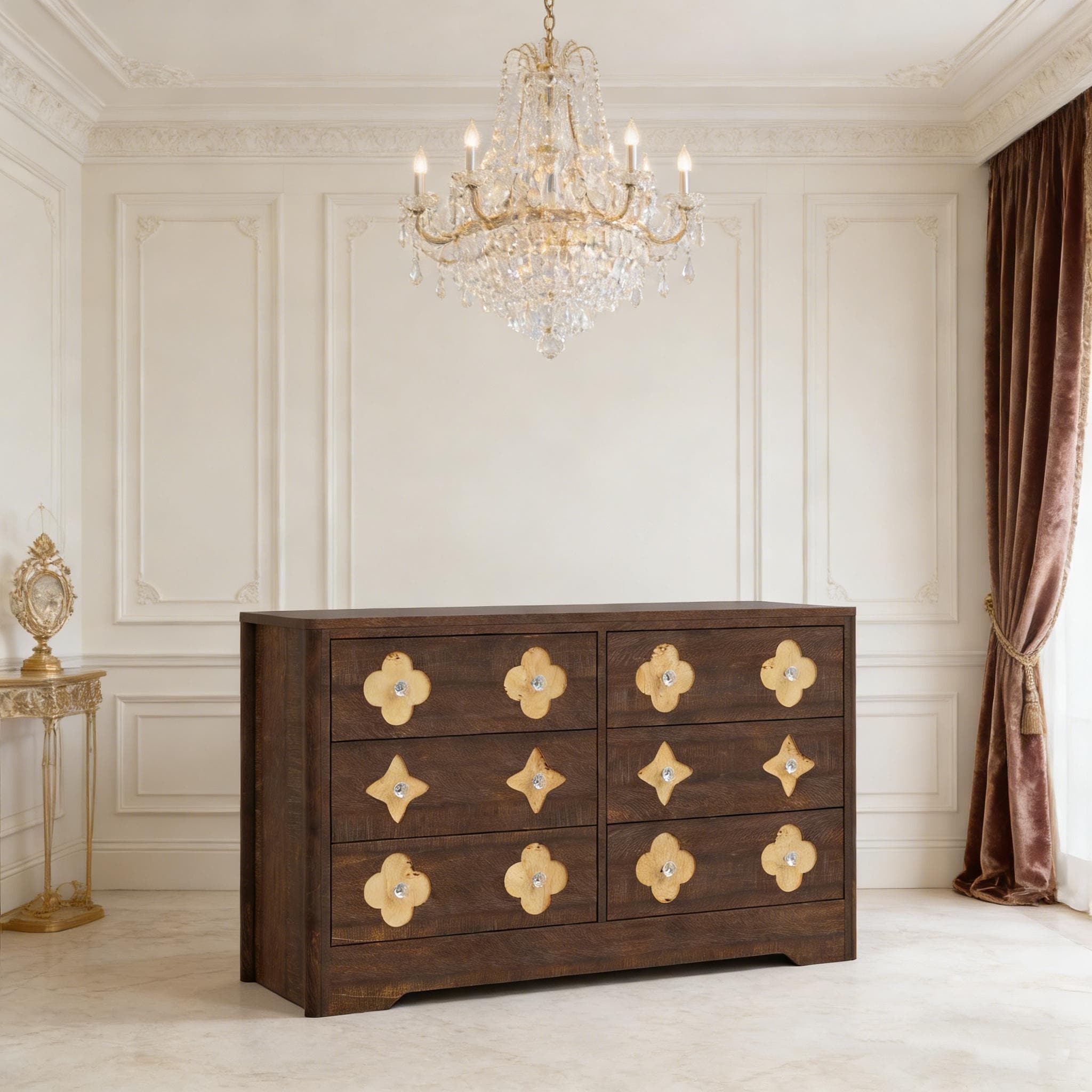 Fluted Dresser for Bedroom Drawers, 47.4 in Wide Chest of Large Drawers