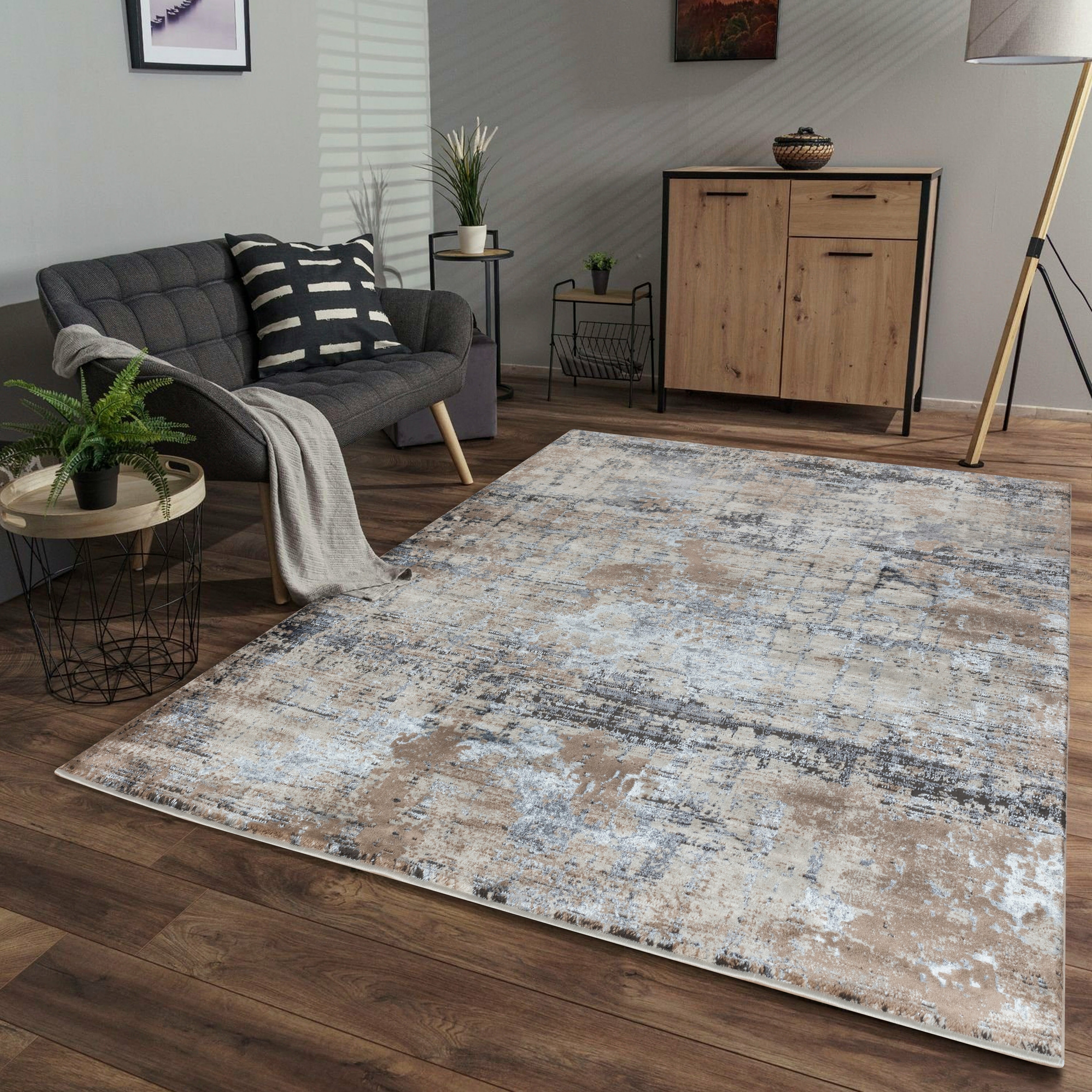 MDA Rugs Omari Collection Grey/Beige Abstract Traditional Area Rug