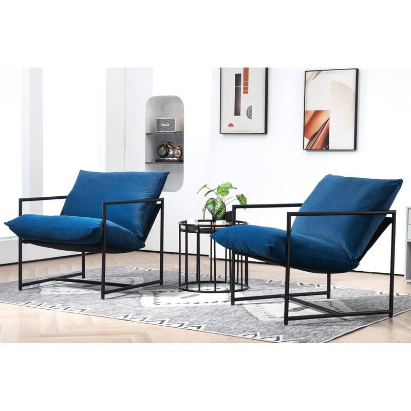 Modern Textured Velvet Sling Accent Chair