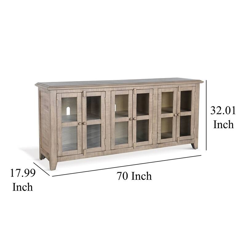 Rena TV Media Entertainment Console, Adjustable Shelves, 70 Inch Gray