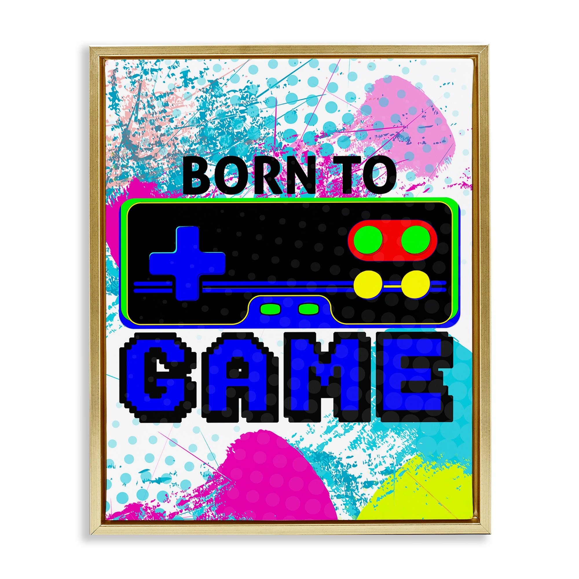 Stupell Boy's Born to Game Framed Floater Canvas Wall Art Design By Kim Allen