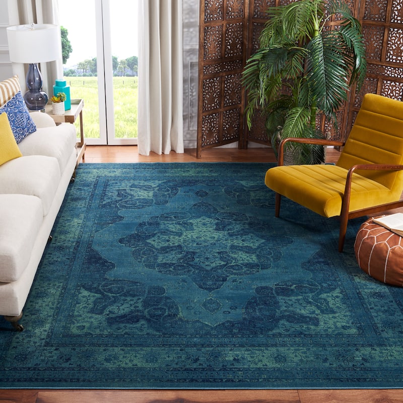 SAFAVIEH Vintage Priscilla Oriental Distressed Viscose Rug - 8' x 10' - Blue/Multi