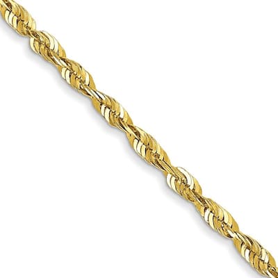Curata 10k Yellow Gold 1.8mm D/C Extra Light Rope Chain Necklace (Lobster) Options: 16 18 20 24 30
