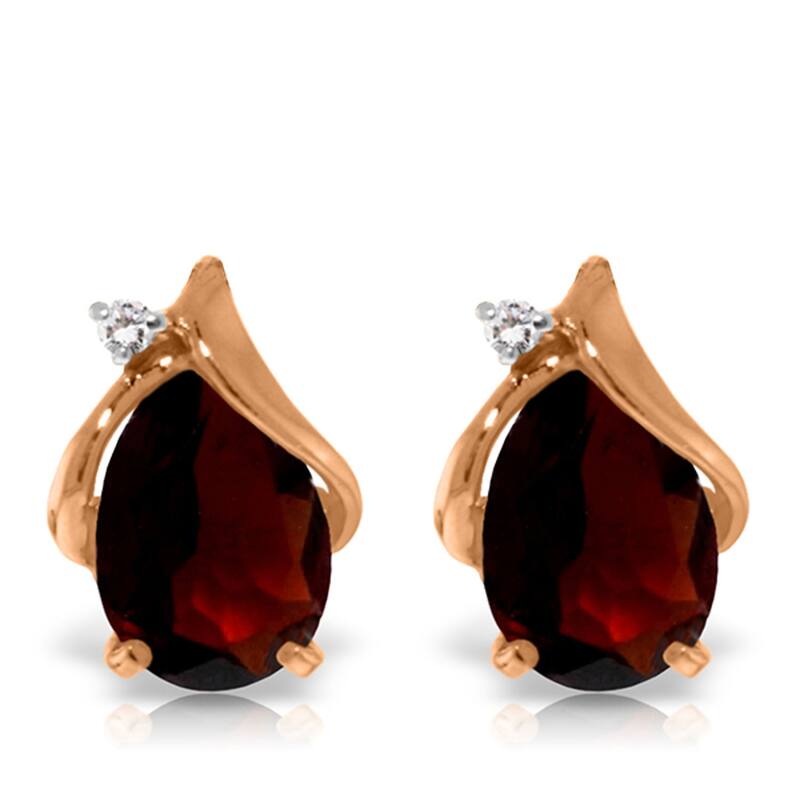 4.06 Carat 14K Solid Gold Stud Earrings Diamond Garnet Jewelry - Rose