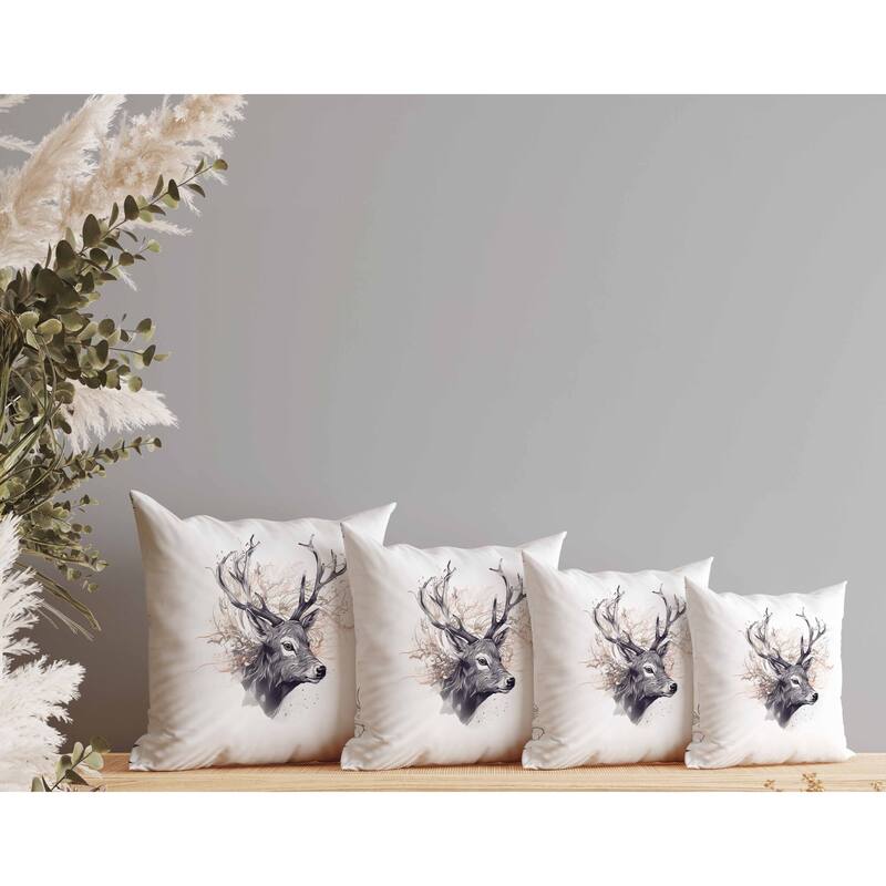 Leaf & Horn Harmony Indoor/Outdoor Reversible Throw Pillow White and Orange