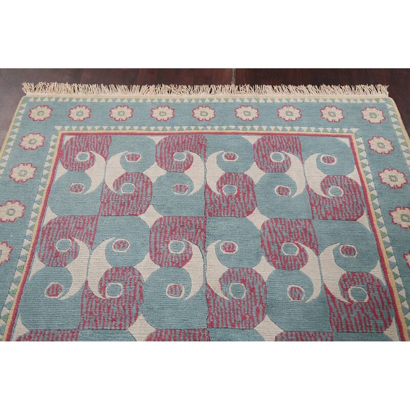 Vegetable Dye Nepalese Area Rug Hand-knotted Oriental Wool Carpet - 5'2" x 8'0"