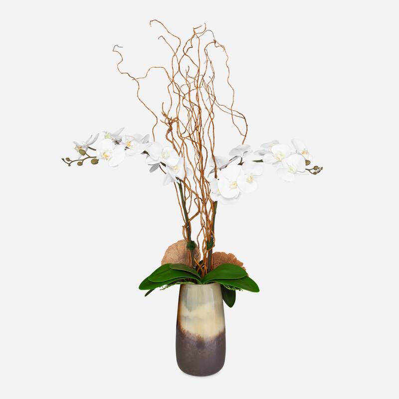 Orchid Artificial Floral Arrangements with Vase - 44" - White