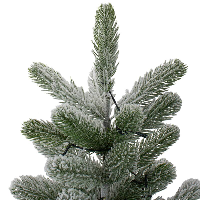 2' B/O Potted Frosted Pine Medium Artificial Christmas Tree in a Burlap Pot- Warm White Lights