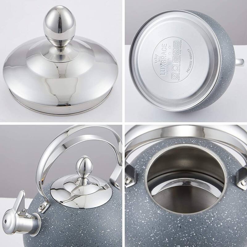 Creative Home 2.5 Qt. Stainless Steel Whistling Tea Kettle, Opaque Gray - 2.5 Quarts