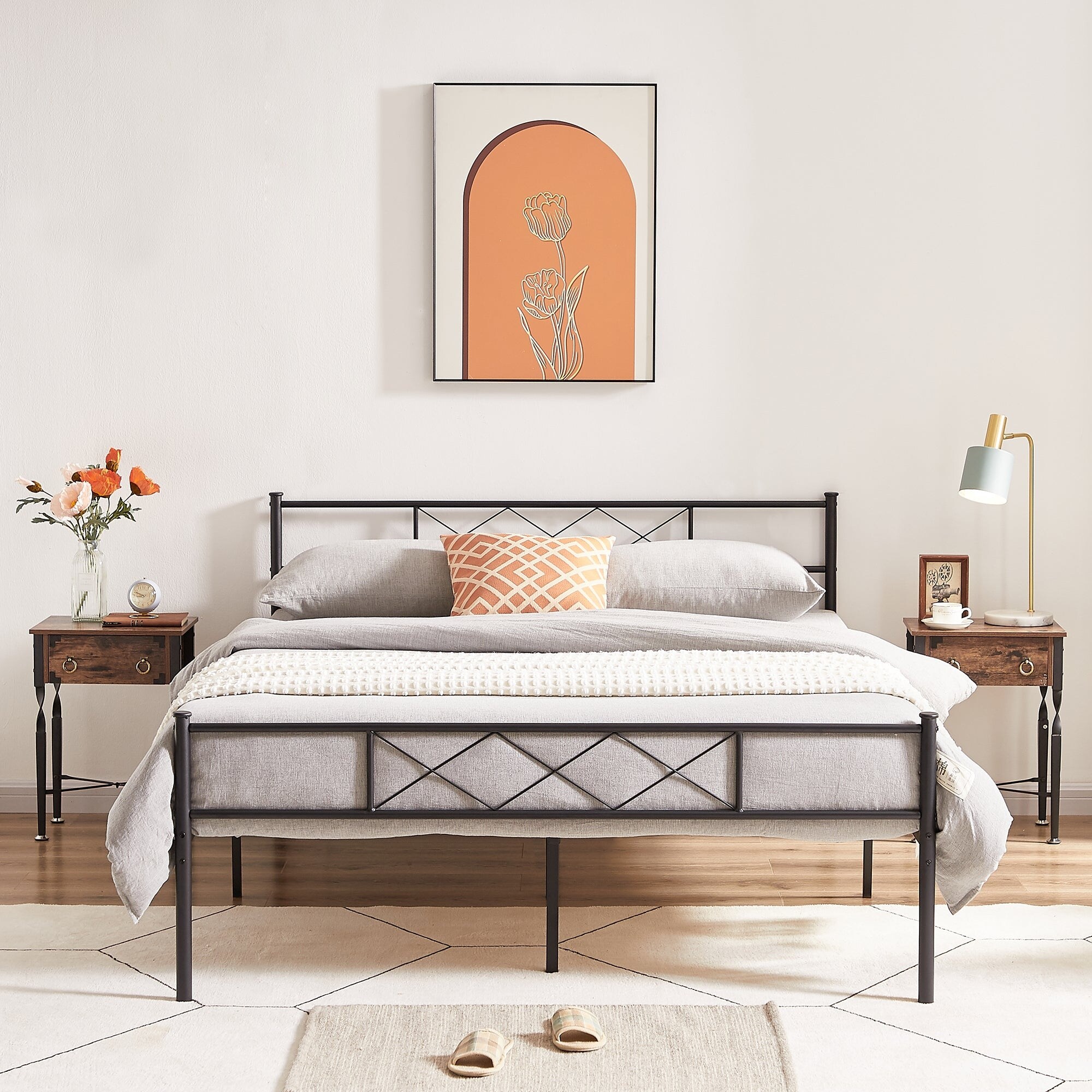 Black metal clearance frame nightstand