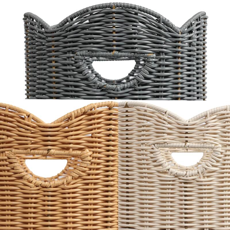 Maris Resin/Metal Scalloped Edge Nesting Storage Baskets, Handles (Set of 3)