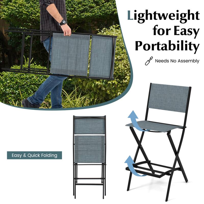 Costway Set of 4 Outdoor Bar Chair Folding Bar Height Stool with Metal - See Details