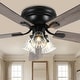 preview thumbnail 1 of 32, Cusp Barn 52/60" Farmhouse 5-Blade Flush Mount Indoor Standard Ceiling Fan with Remote Control and Clear Glass Shade 11.8" H x 52" W x 52" D - Black