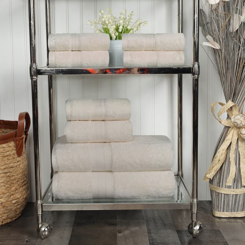 Superior Long Staple Cotton Ultra-Plush Solid 8-Piece Towel Set - Ivory