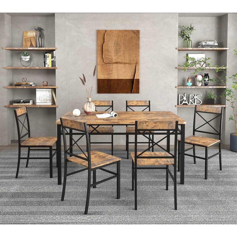 Dining Table Set with 6 Chairs Perfect for Small Space
