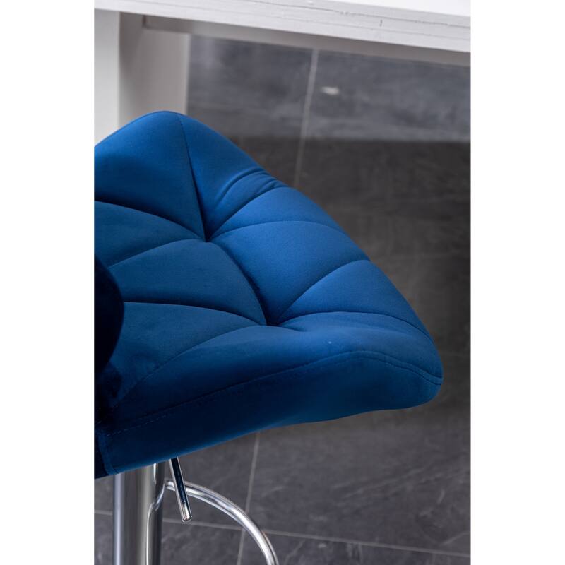 Roundhill Furniture Breni Velvet Diamond Tufted Swivel Adjustable Height Barstool, Set of 2
