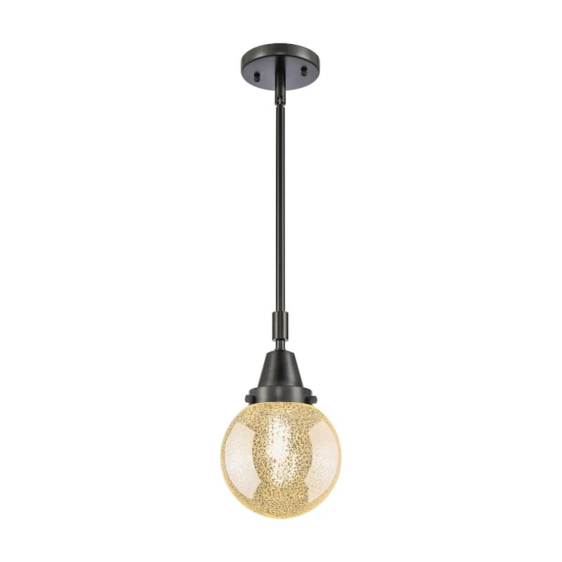 Innovations Lighting 447-1S-11-6 Beacon Pendant Beacon 6" Wide Mini - Matte Black / Mercury