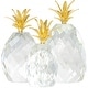 preview thumbnail 2 of 8, Clear Crystal Faceted Pineapple Fruit Decorative Sculpture with Gold Leaves (Set of 3)