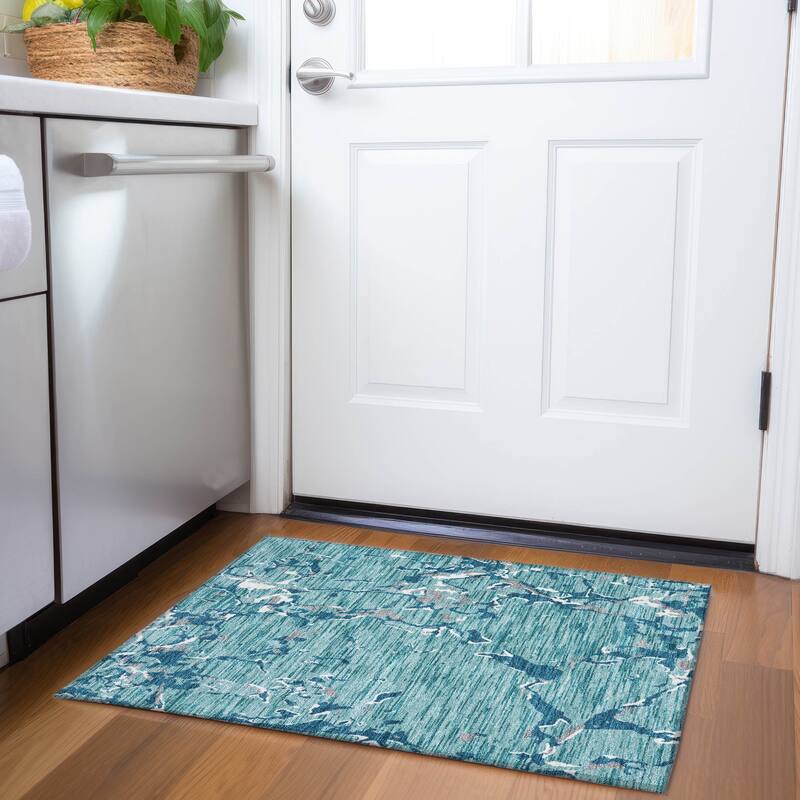 Premium Washable Super Soft Abstract Abrash Mayfield Rug - Teal - 1'8" x 2'6"