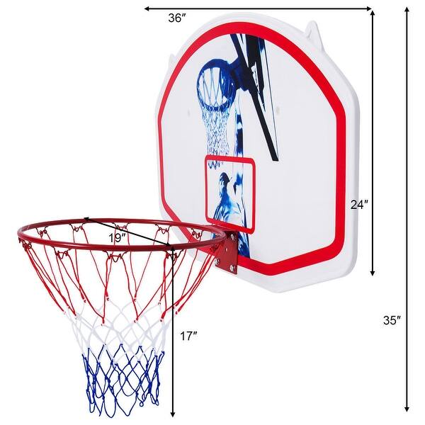 Shop Gymax 35 X 24 Wall Mounted Mini Basketball Hoop Backboard