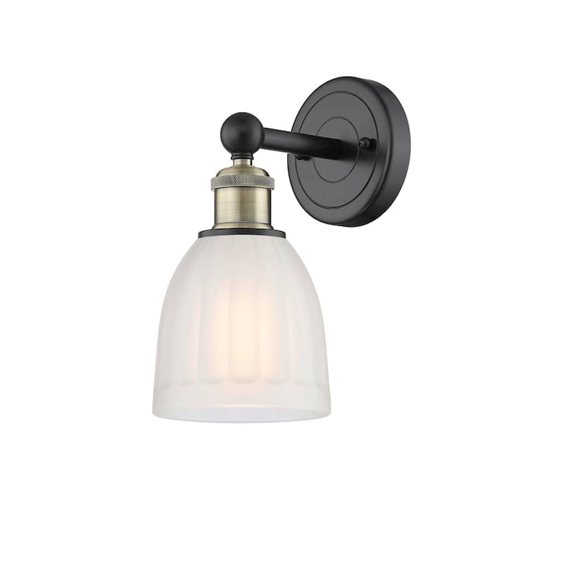 Innovations Lighting 616-1W-12-6 Brookfield Sconce Brookfield 12" Tall - Black Antique Brass / White