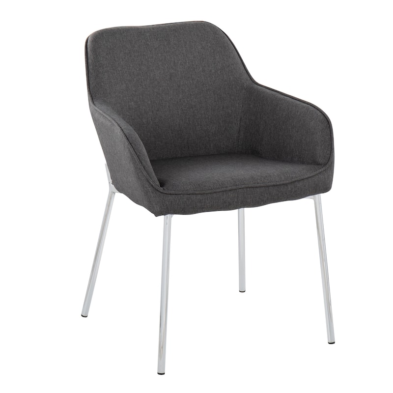 Silver Orchid Galotti Chrome Upholstered Dining Chair (Set of 2) - Charcoal Fabric