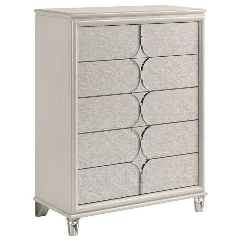 Gwendolyn Pearl White 5-drawer Bedroom Chest of Drawers