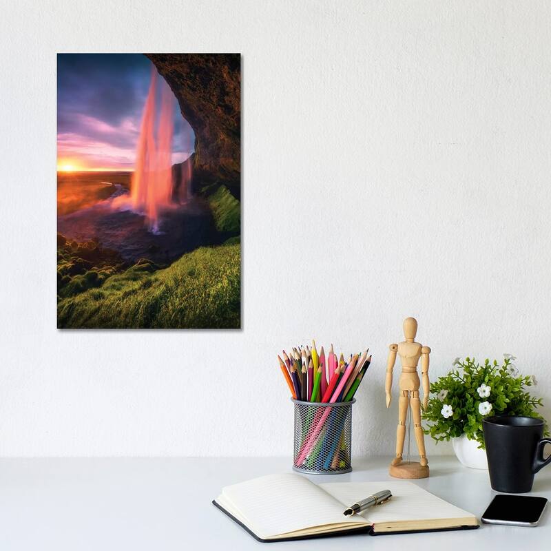 iCanvas "Seljalandsfoss Waterfall - Iceland" by Cuma Cevik Canvas Print - 12x8x0.75