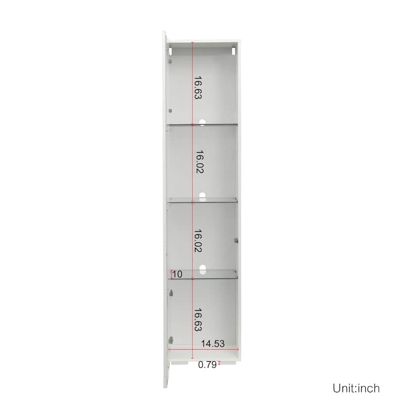 4-Tier Storage Display Cabinet with Shelves, LED Light Accent Cabinet Curio Cabinet Modern Side Cabinet for Living Room