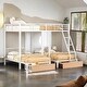 preview thumbnail 2 of 7, Full Over Twin & Twin Metal Triple Bunk Bunk Bed with Drawers, White