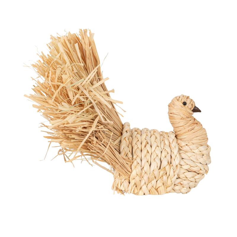 Autumnal Corn Husk Turkey Décor - 11.75" L x 8" W x 9.5" H