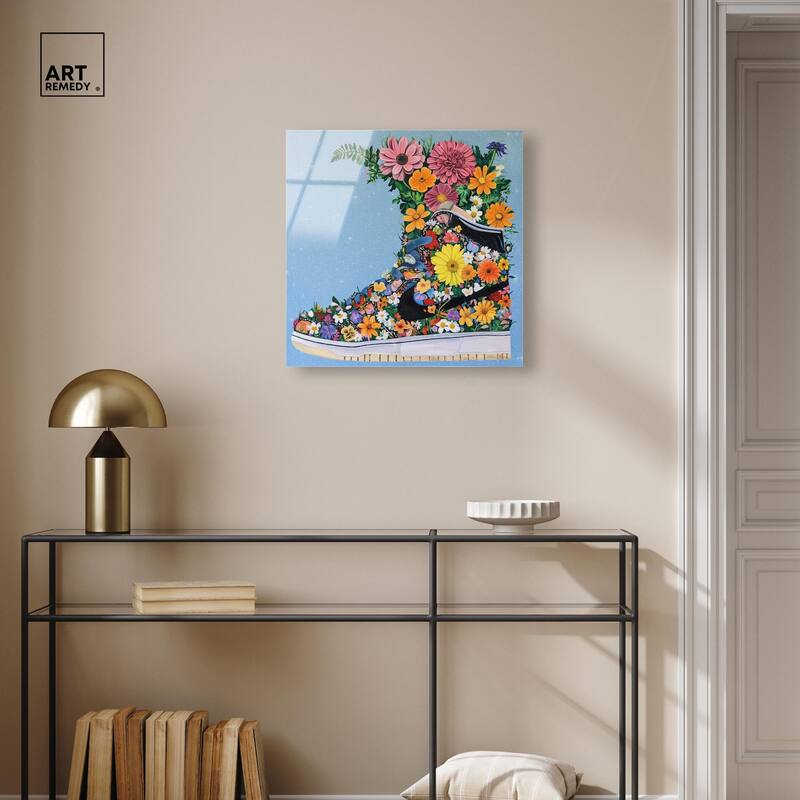 Blooming Floral Sneaker Acrylic by Art Remedy, Ready to Hang