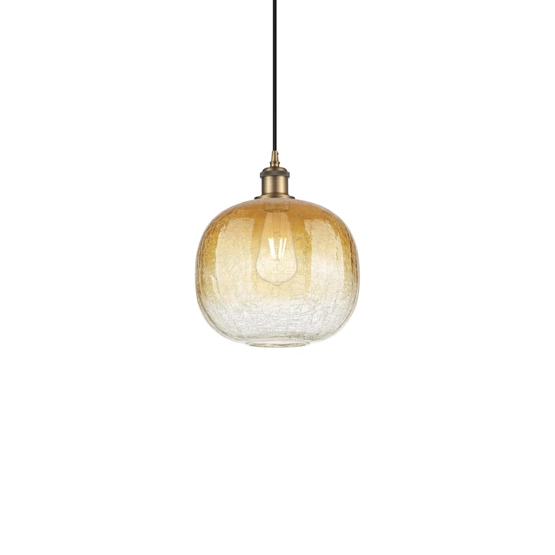 Innovations Lighting 516-1P-12-11 Brookhaven Sphere Pendant Brookhaven - Brushed Brass / Amber