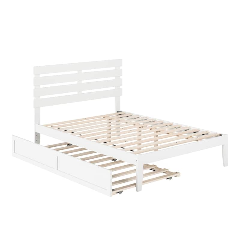 Oxford Full Platform Bed with Twin Trundle in White