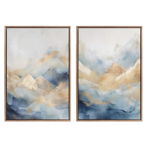 Kate and Laurel Sylvie Beaded Blue Mountains I and II Framed Canvas Art ...