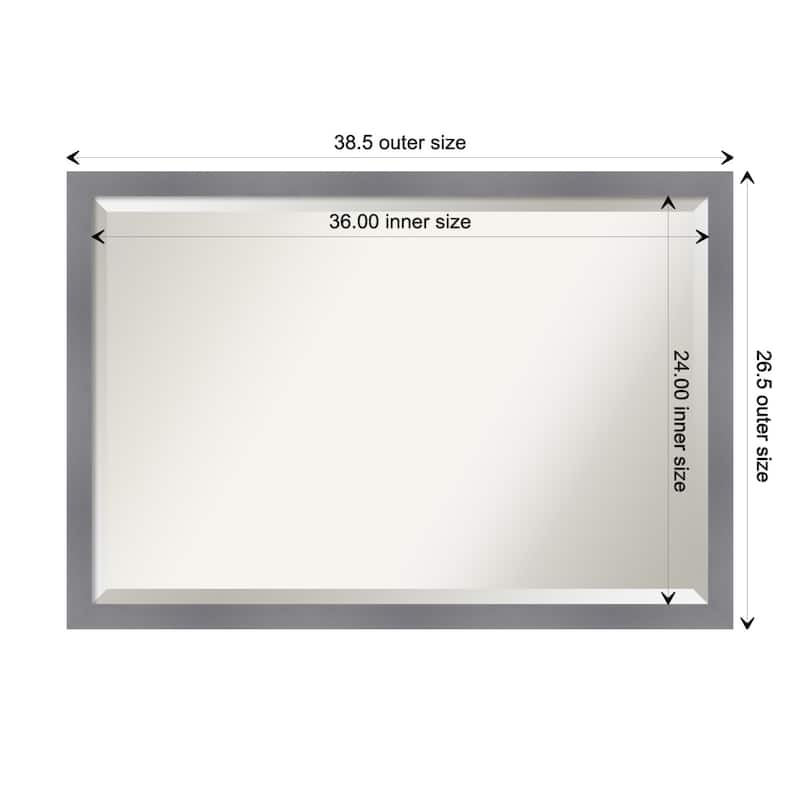 Edwin Beveled Wood Framed Bathroom Vanity Wall Mirror - Edwin Grey - Glass Size 36x24