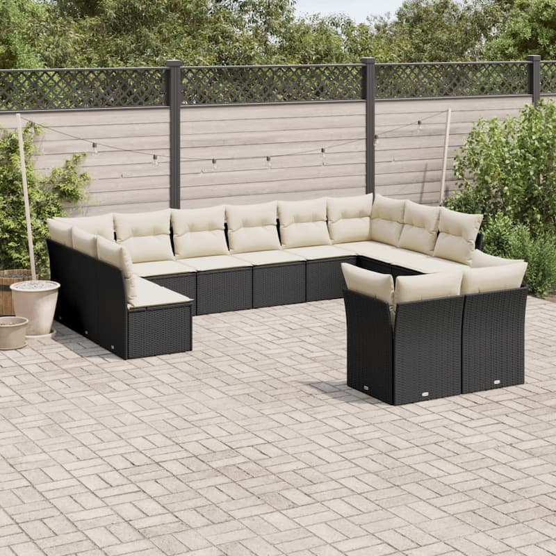 vidaXL Garden Sofa Set Black - 24.4 x 24.4 x 27.2