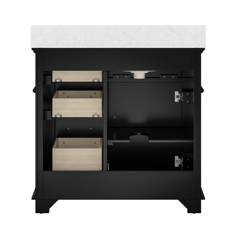 36 Inch Bathroom Vanity with Sink, Soft-Close Sliding Drawers & Cabinet, Bathroom Vanity Cabinet Set in White