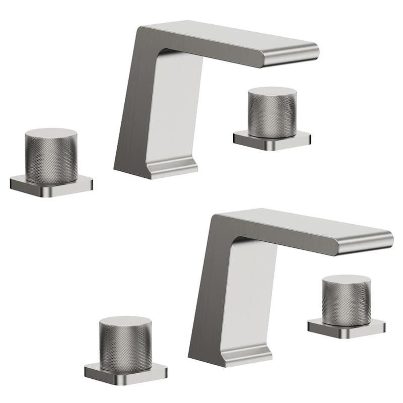 2 Pack, 3 Hole Widespread Bathtub Faucet with High Flow Waterfall Spout - Brushed Nickel