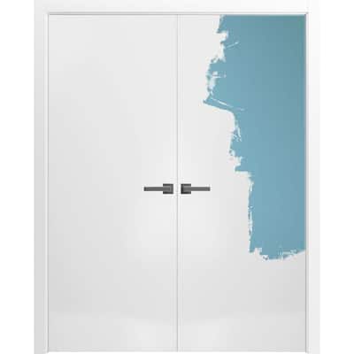 Solid French Double Doors 36 x 80 inches | Planum 0010 Primed | Wood Solid Panel Frame Trims