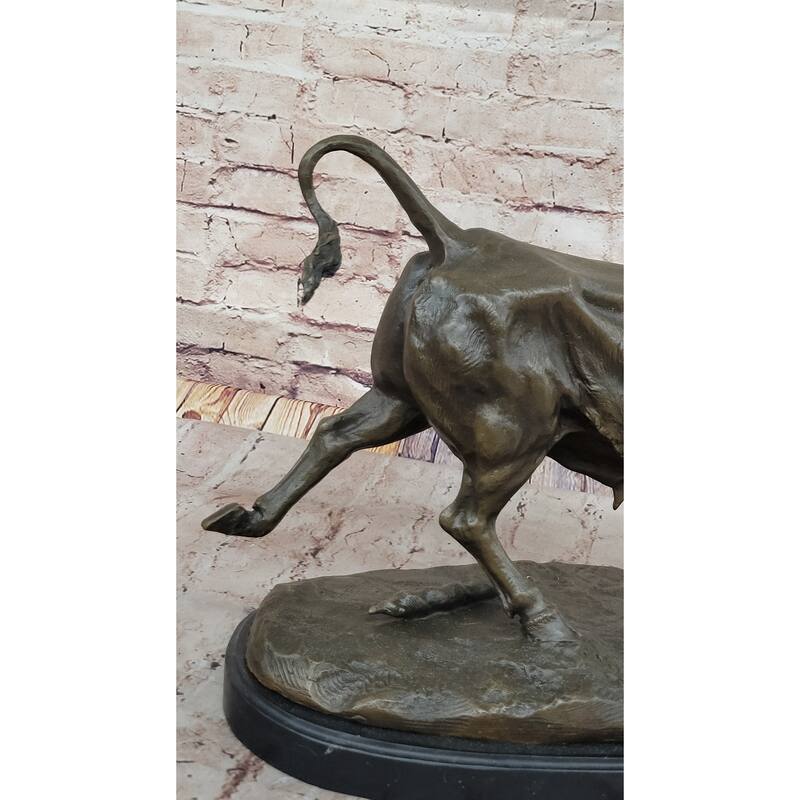 Dynamic Bronze Bull Sculpture By Comeolera – Charging Bull With Cape On Oval Base