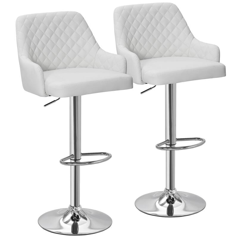 Javlergo Bar Stools Set of 2 Adjustable Swivel PU Leather Counter Height Barstools with Arm and Back